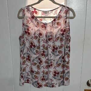 Loft Outlet Women's Blouse Sleeveless Earthtones Floral Sz L EUC